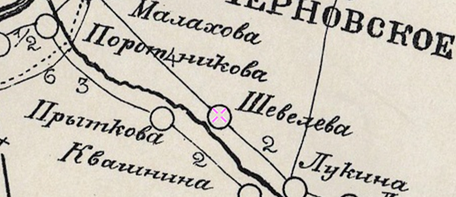 Фрагмент карты Ирбитского уезда 1908 года.