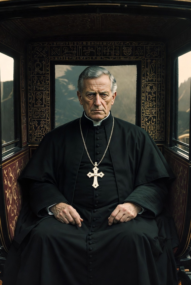 "Тень Креста: Путешествие Легата в Инферно", иллюстрация создана сетью Грок