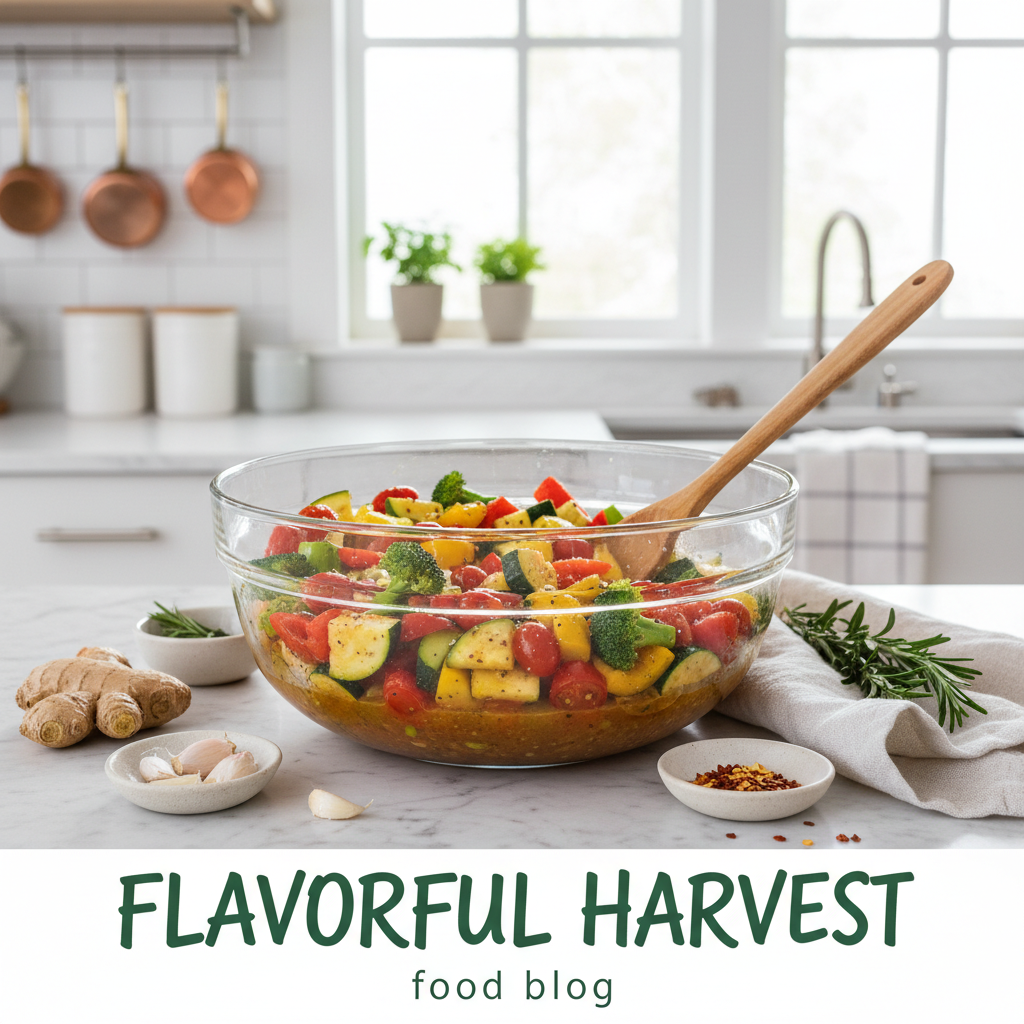 Ассорти овощей готовится в уникальном маринаде — идеальное начало для нового вкусового опыта.