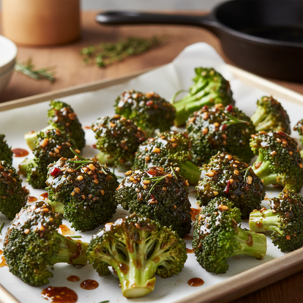 Брокколи в изысканном маринаде готова к запеканию.