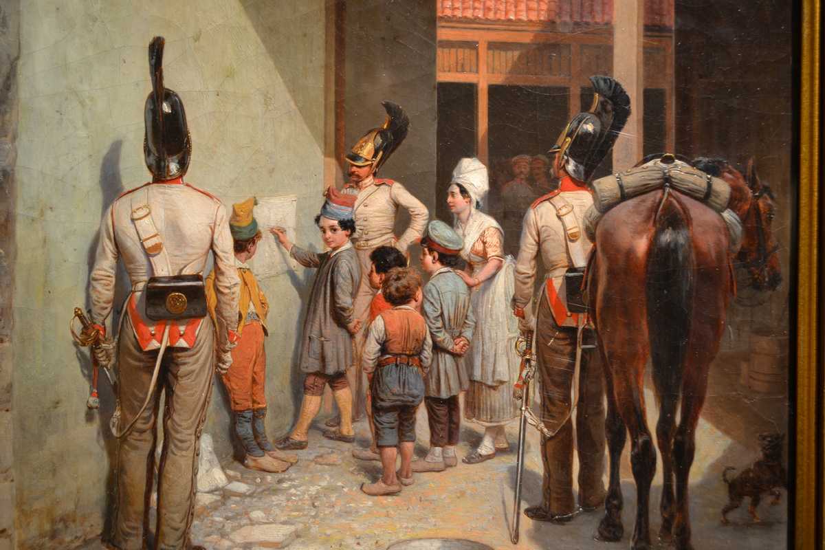 Б.П. Виллевальде. Детство художника Жана Луи Эрнеста Мейссонье, 1886г. Композиция с русскими драгунами легендарная, поскольку, не тот момент Менссонье еще не родился. Частная коллекция, Москва. Фото автора канала   