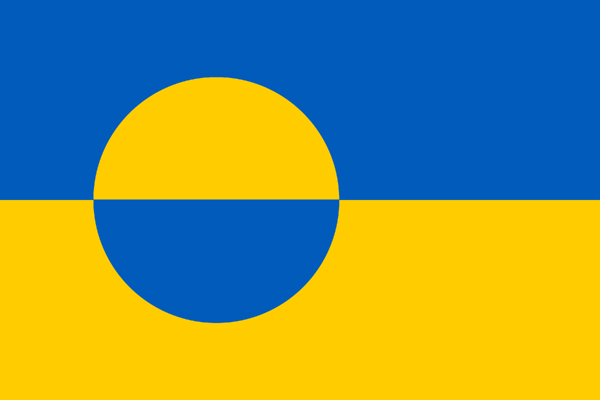 Флаги Украины и Гренландии, объединённые в один (©Business_Year4873/Reddit)