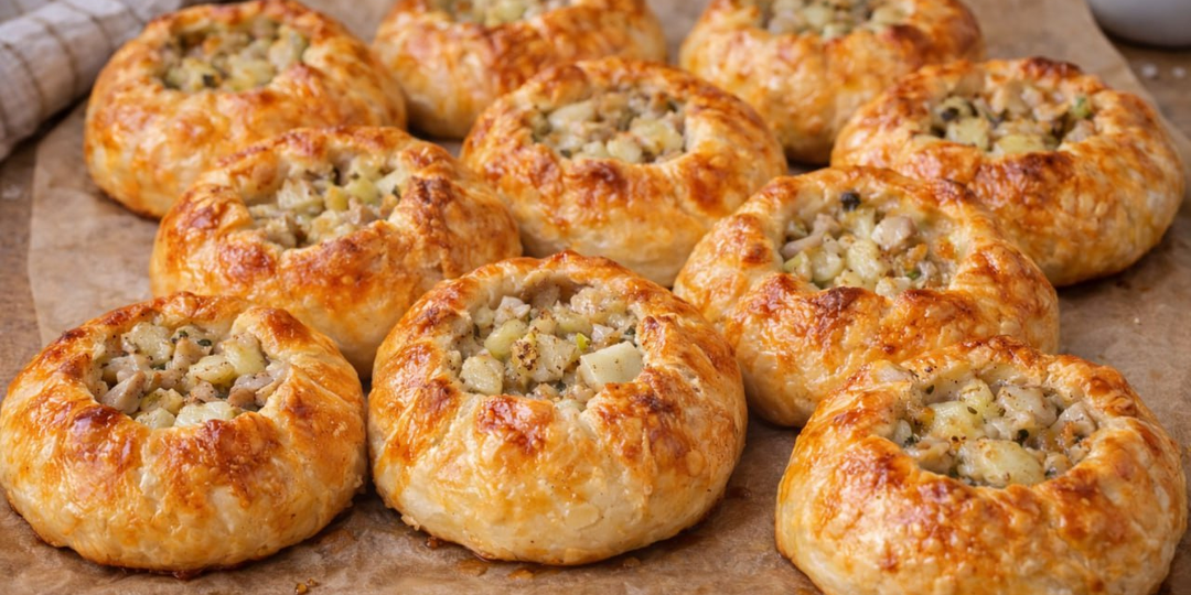 Румяные мини-курники с сочной начинкой, как пекли раньше, просто и душевно