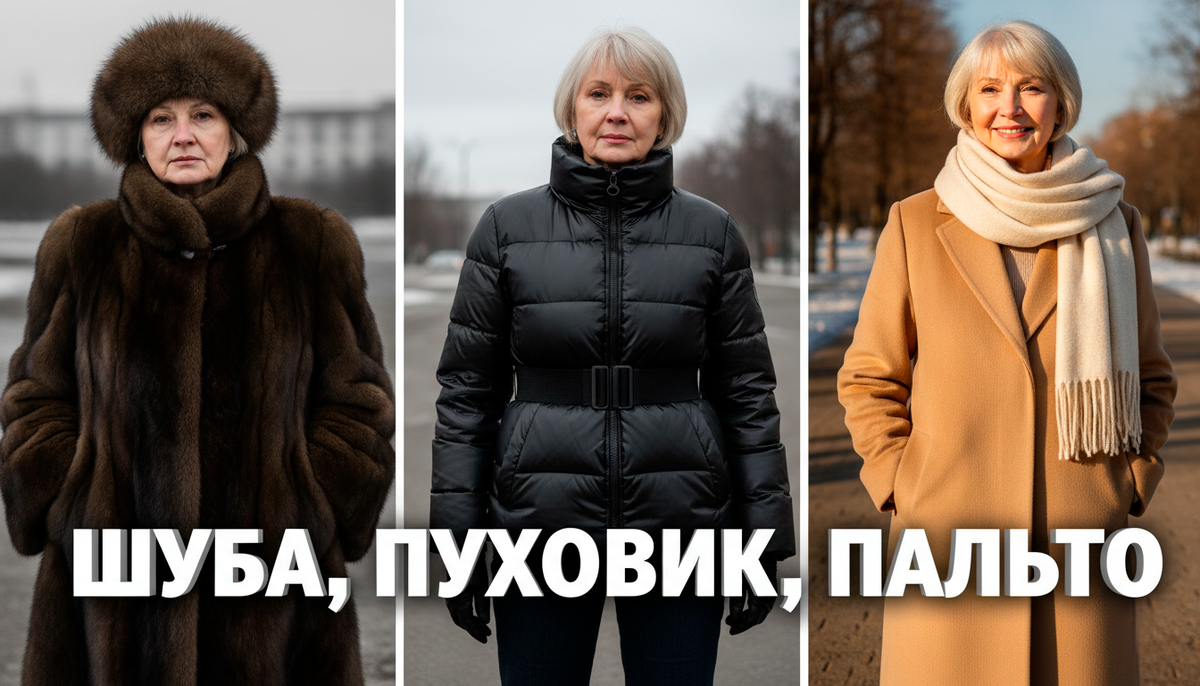 Внимание, эксперимент! Одна женщина - три образа. Посмотрите, как меняется возраст и статус.
Слева - тяжелая "роскошь", которая прибавляет лет. По центру - практичный, но такой простой пуховик. Справа - элегантное пальто, которое творит чудеса.
В этой статье я ставлю точку в вечном споре: в чем ходить зимой, чтобы не мерзнуть и выглядеть на миллион (а не на пенсию).