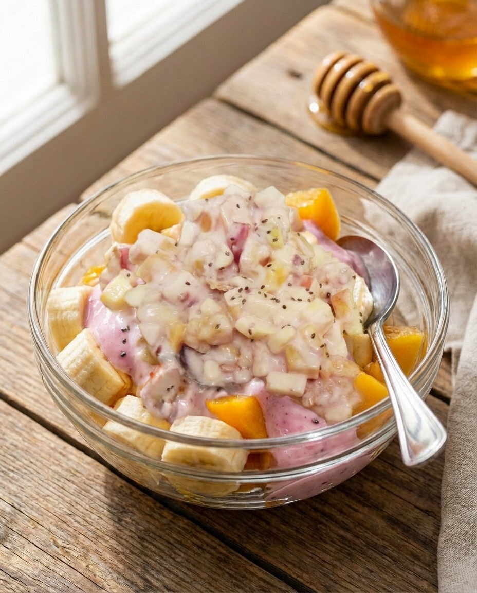 🍑 Витаминный десерт за 5 минут: сочный фруктовый салат с медом и чиа