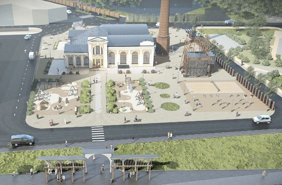    Эскиз проекта реставрации электростанции на ул. Промышленной, 8. Источник: мастерская «Классика»