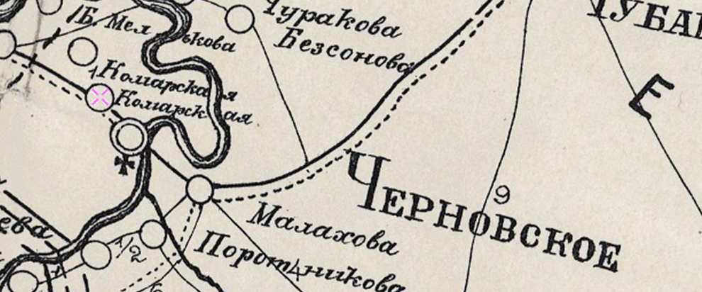 Карта Ирбитского уезда 1908 года. Фрагмент.