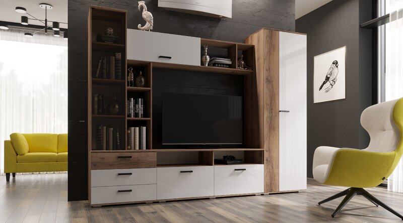 Гостиная Крокус дуб делано-белый гладкий