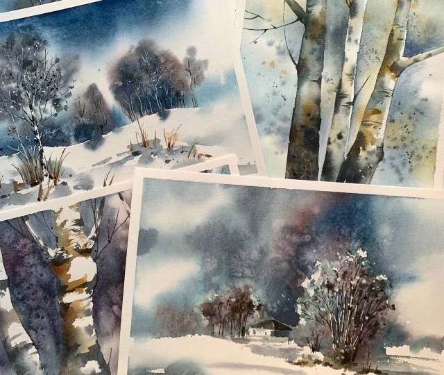 Акварель солью не испортишь