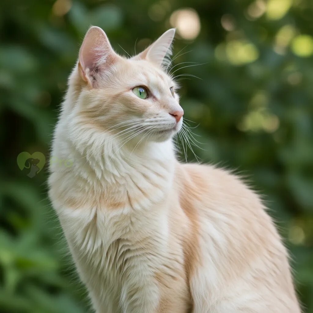 Профиль ориентальной длинношерстной кошки с зелеными глазами