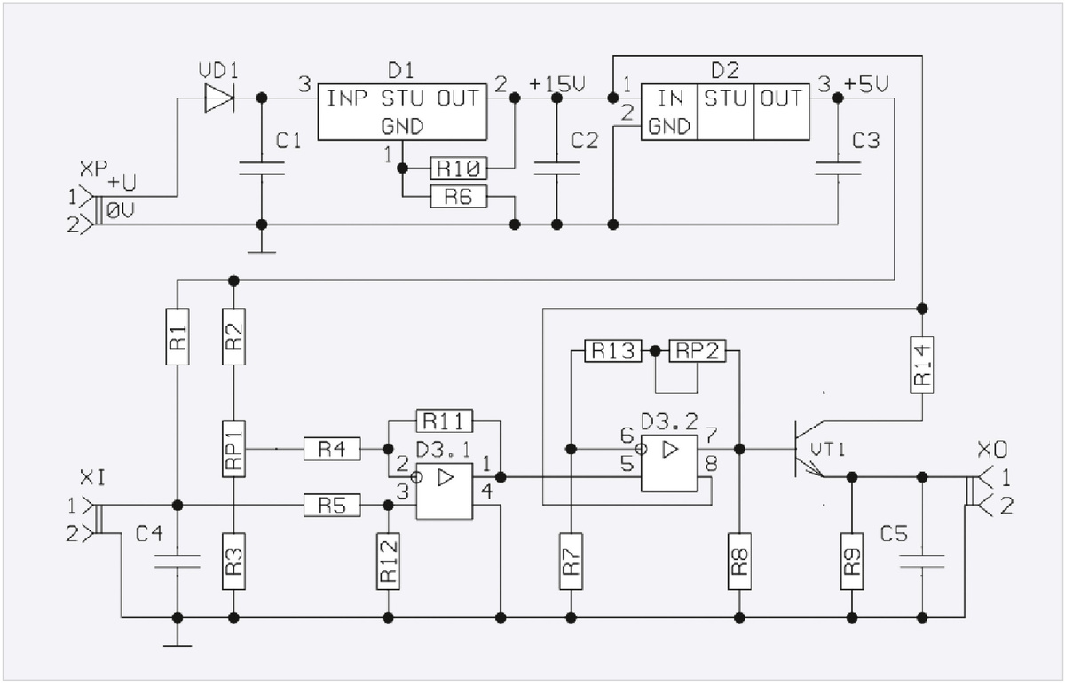 Рис. 2. Схема электрическая принципиальная преобразователя