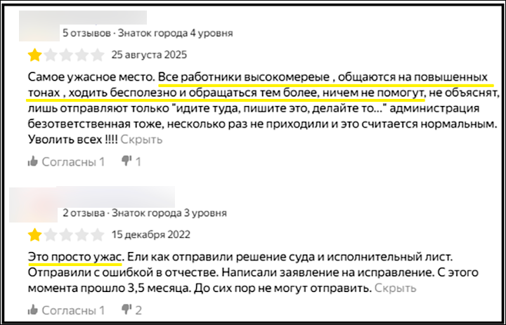    О Белорецком суде в Башкирии, где сестре погибшего бойца отказали в иске, много негативных отзывов. Скриншот с "Яндекс.Отзывы"