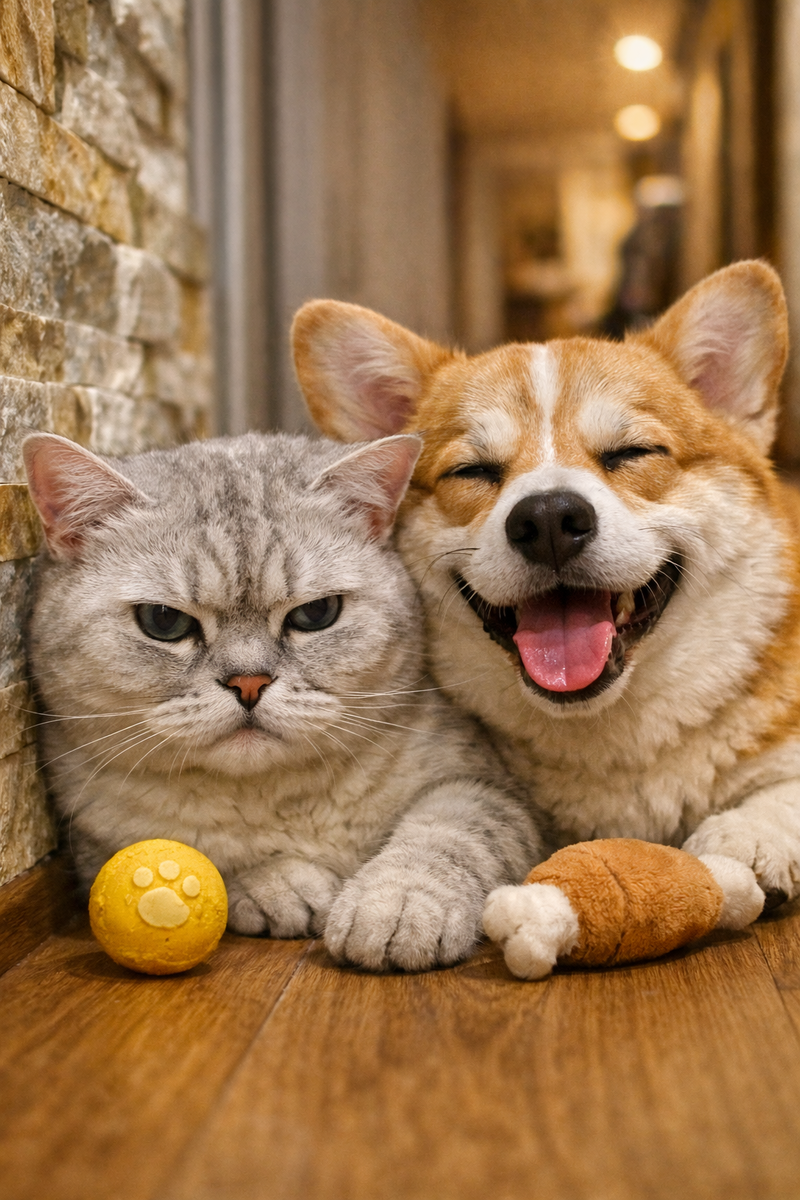 Кот Белка и собака