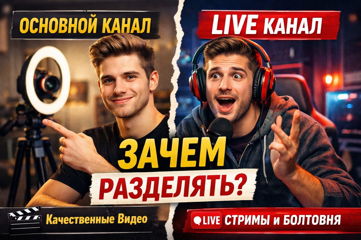 Зачем блогеры на YouTube заводят отдельный LIVE-канал, а не ведут всё на основном