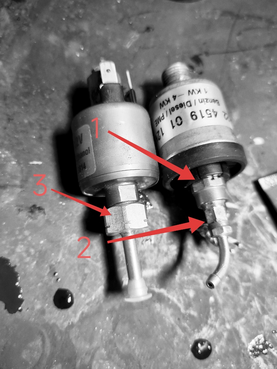 1-регулирующий винт
2- обратный клапан
3-сеточка фильтр 