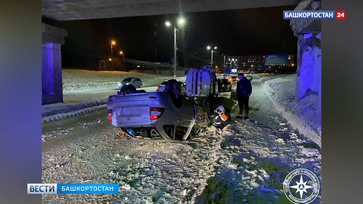    «Лада» опрокинулась на крышу в башкирском городе Кумертау