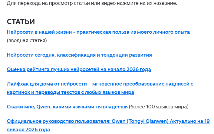 Содержание статей