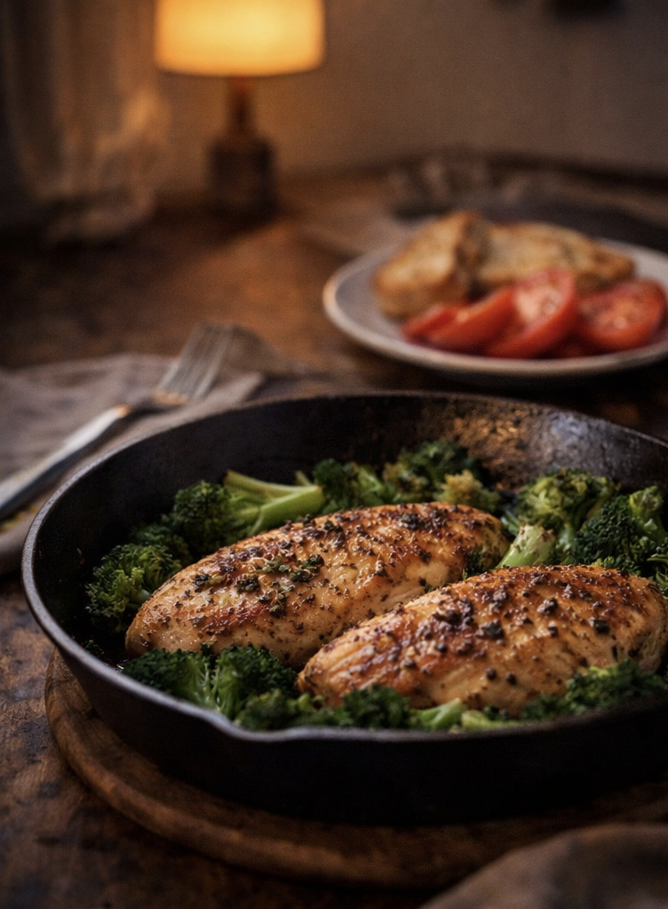 Курочка, помидоры и зелень