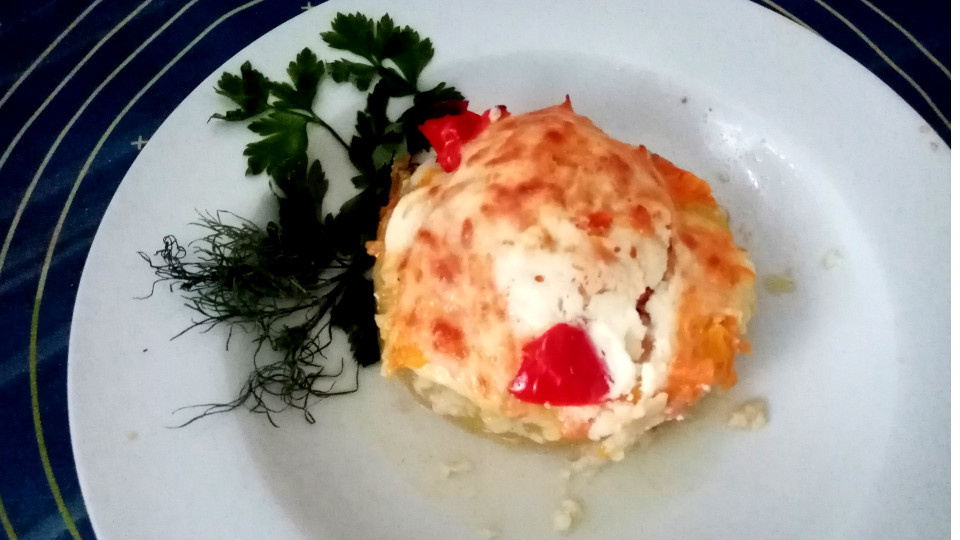 Кружочек кабачка с фаршем, запеченные в духовке