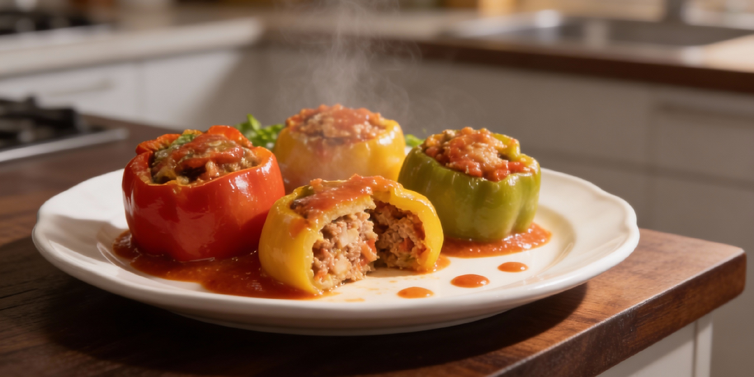 Перцы в аэрогриле: фаршированные с рисом