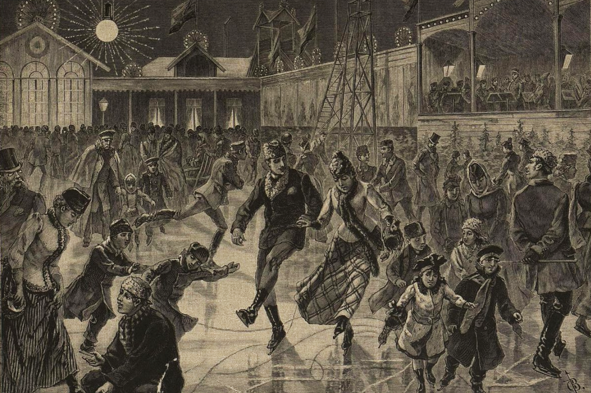 «Каток на Фонтанке в С.-Петербурге». «Нива». Конец XIX — начало XX вв.