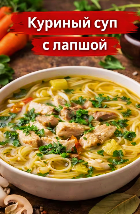 1. Куриный суп с лапшой