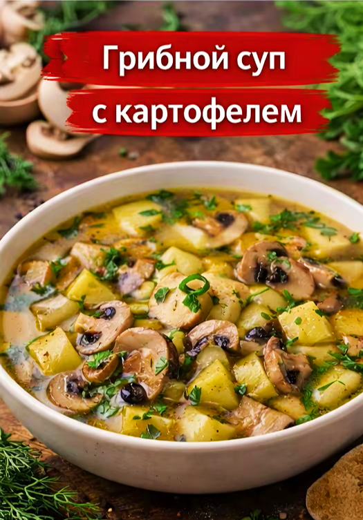 2. Грибной суп с картофелем