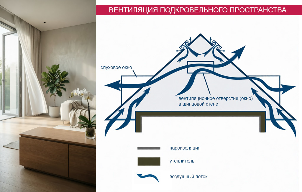 Вентиляция подкровельного пространства нежилого чердачного помещения