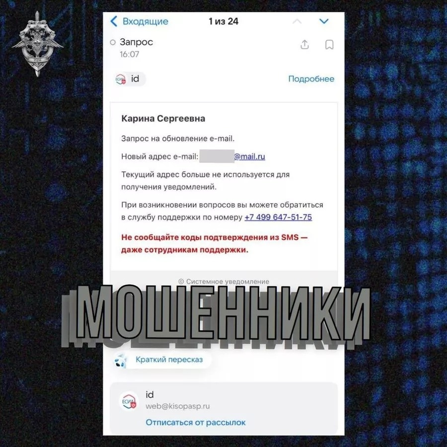    Обратите внимание на адрес, с которого приходит письмо. К Госуслугам оно отношения не имеет. Изображение: ria.ru