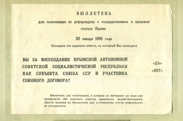    Так выглядел бюллетень для голосования. Фото: Из архива/ Центральный музей Тавриды