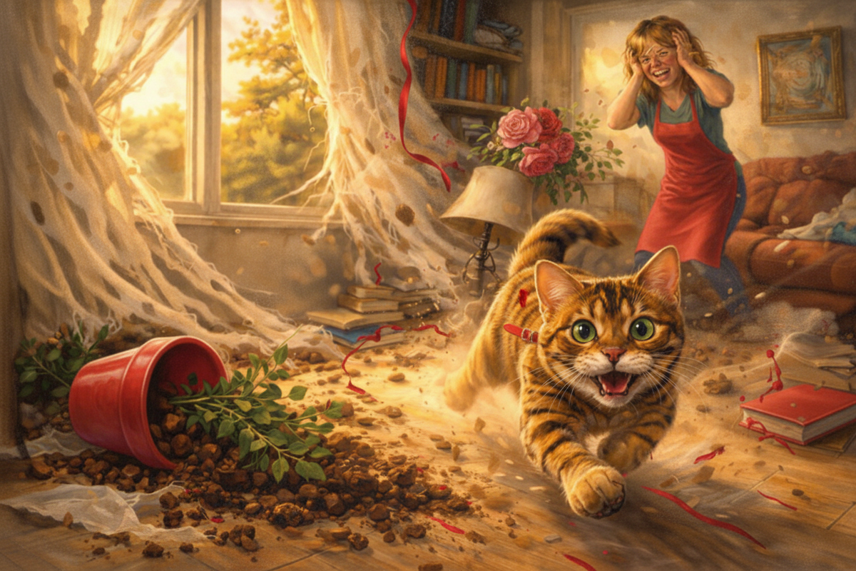    "«Неподходящая» порода (или просто слишком активная кошка) может сделать жизнь сложнее. Коллаж: Гавришева Анна, фото сгенерировано нейросетью GPT Image"