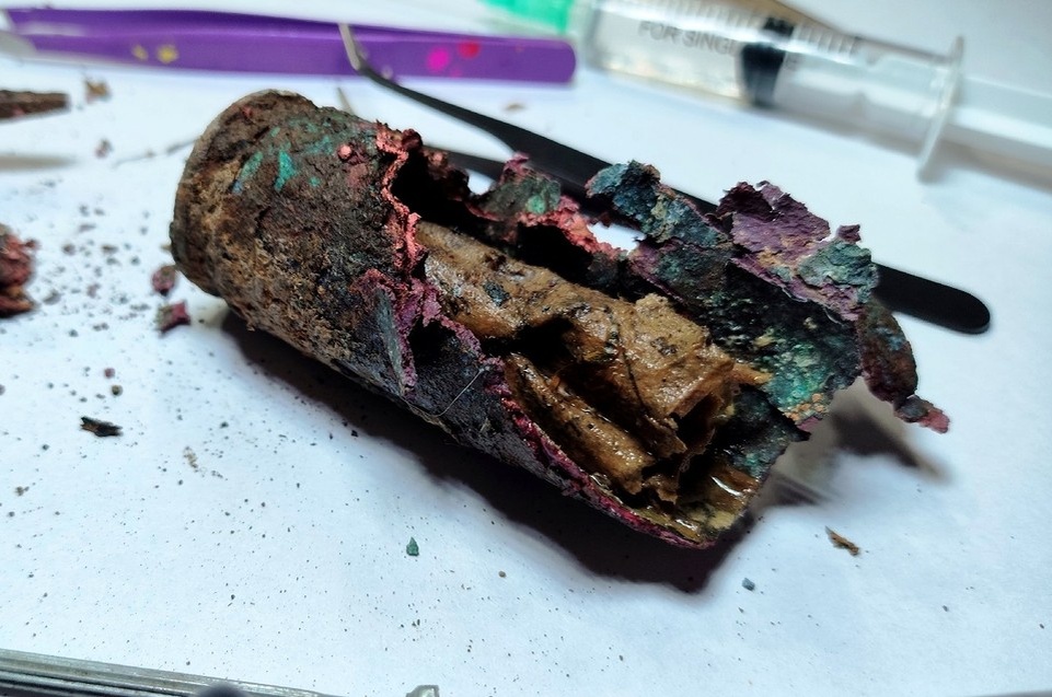    Красноармейцы часто использовали гильзы для хранения чего-то ценного. Фото: поисковый отряд «Память».