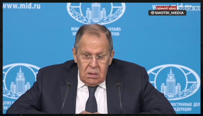 Лавров во время выступления. Скриншот: Телеграм-канал "На видео видно"