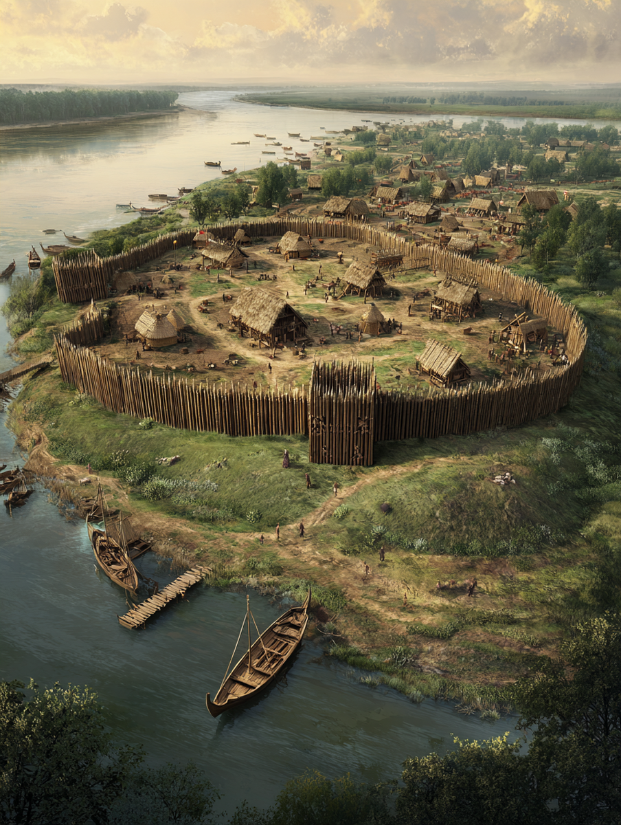 Полабский славянский град (укрепленное поселение) на берегу Эльбы
