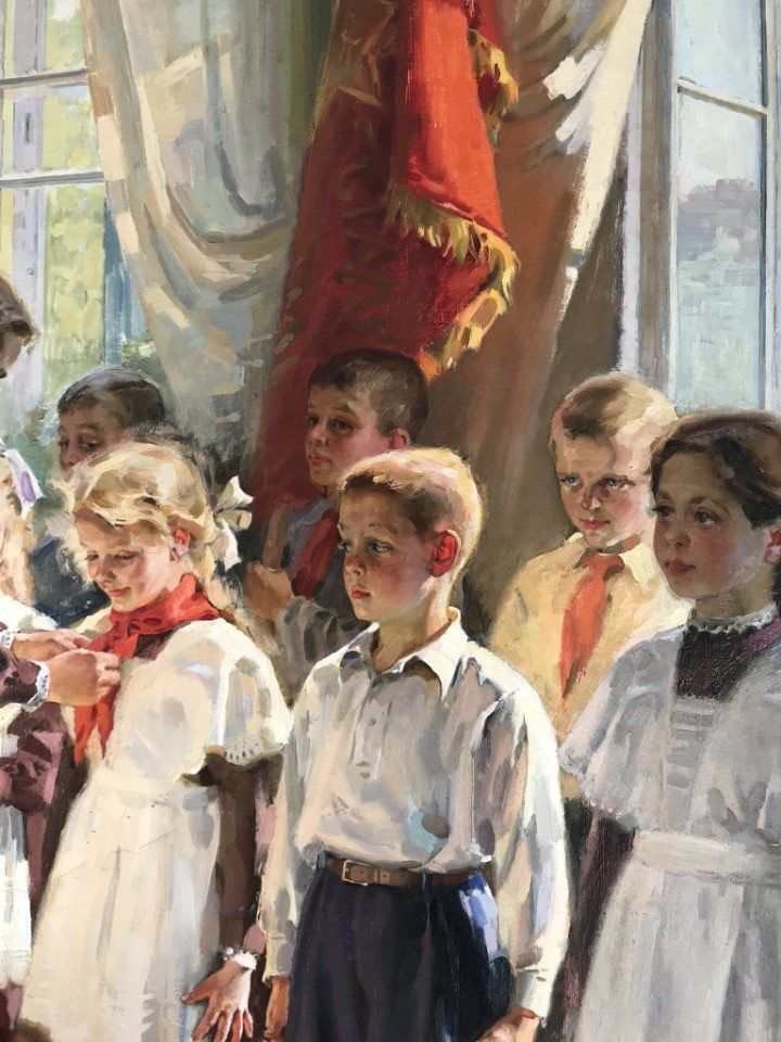 Прием в пионеры. 1952 год. Художник Иван Тихий.