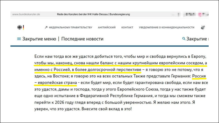    Из выступления Мерца 14 января. Скриншот: интернет-сайт bundeskanzler.de (автоперевод)
