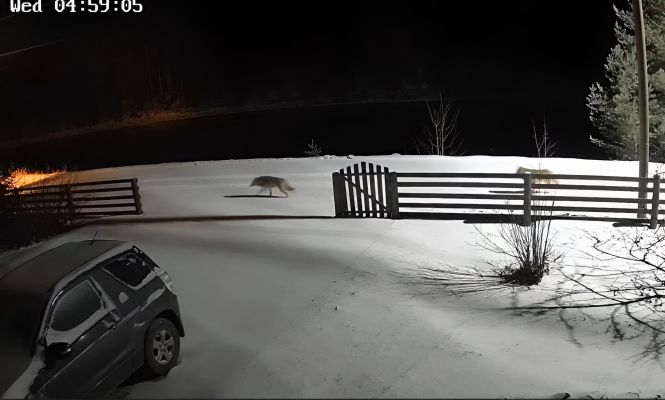    Федеральный телеканал рассказал о карельском десятикласснике, который ходит в школу по дороге с волками© Столица на Онего/ Скриншот записи видео паблика Телеграм Эмилии Слабуновой