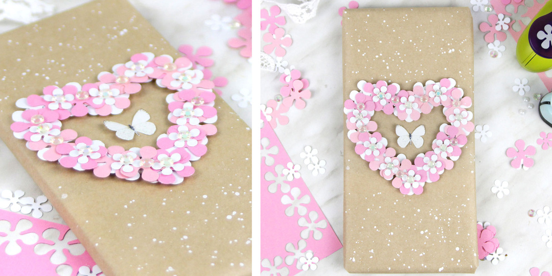 Если обернуть шоколадку в упаковочную бумагу, наклеить сверху цветы, то получится вкусная и милая валентинка