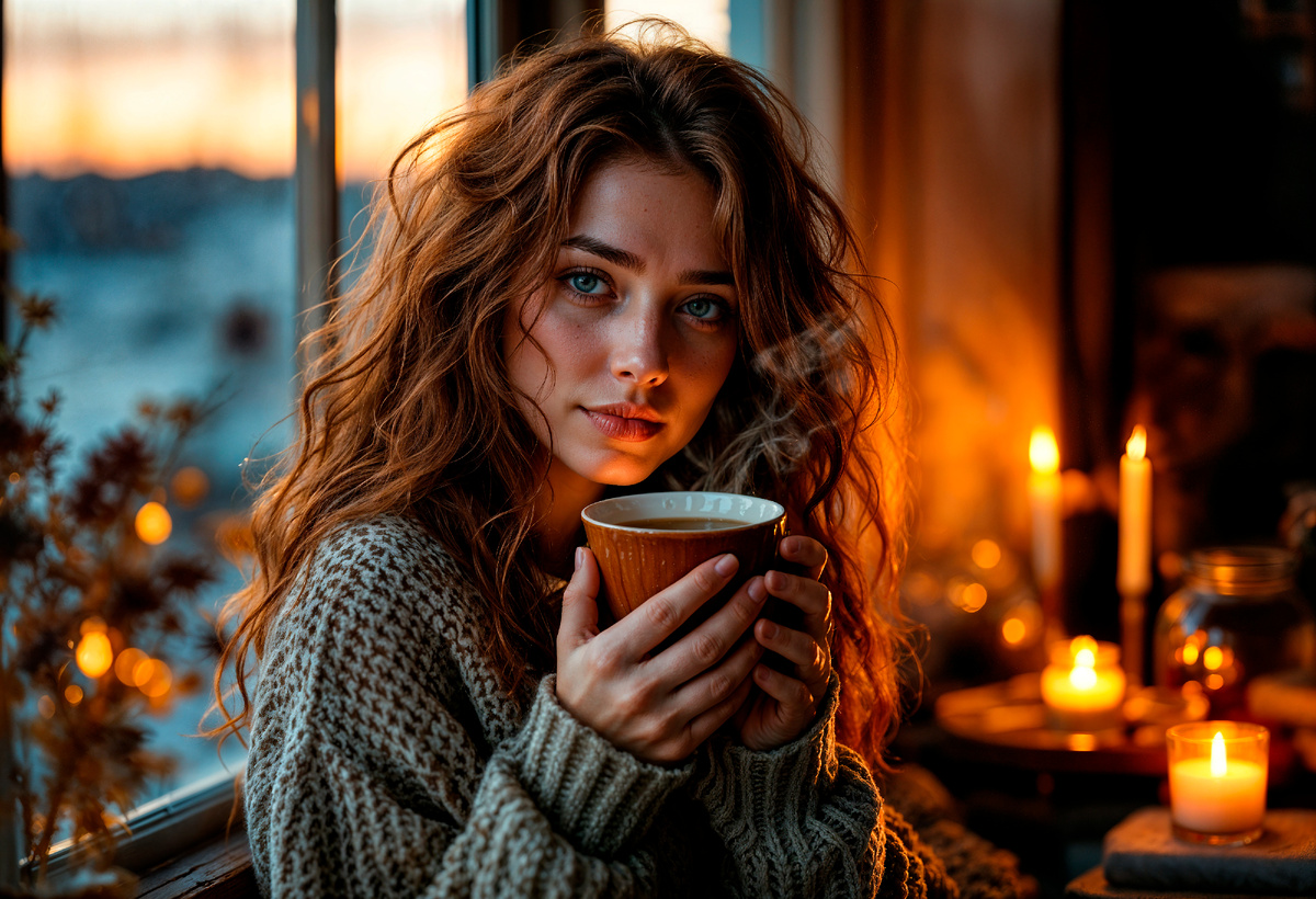 ИИ. Девушка и свечи.