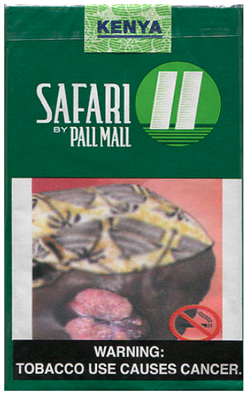 "Safari" от "PALL MALL". Кения, конец 2010-х годов. 20 штук с фильтром в мягкой упаковке и в  целлофане. Производитель: British American Tobacco Кения, владелец торговой марки: British American Tobacco.