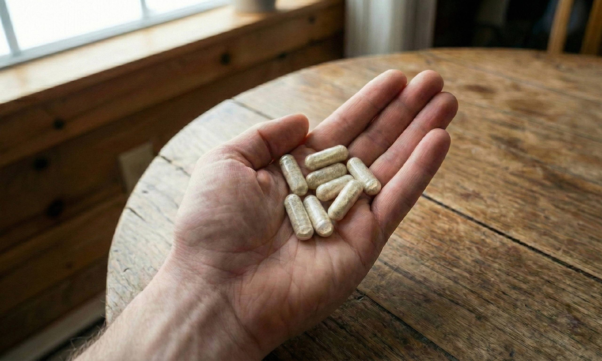 В наших капсулах ~0,65г порошка ежовика, выращенного в России на буром рисе.