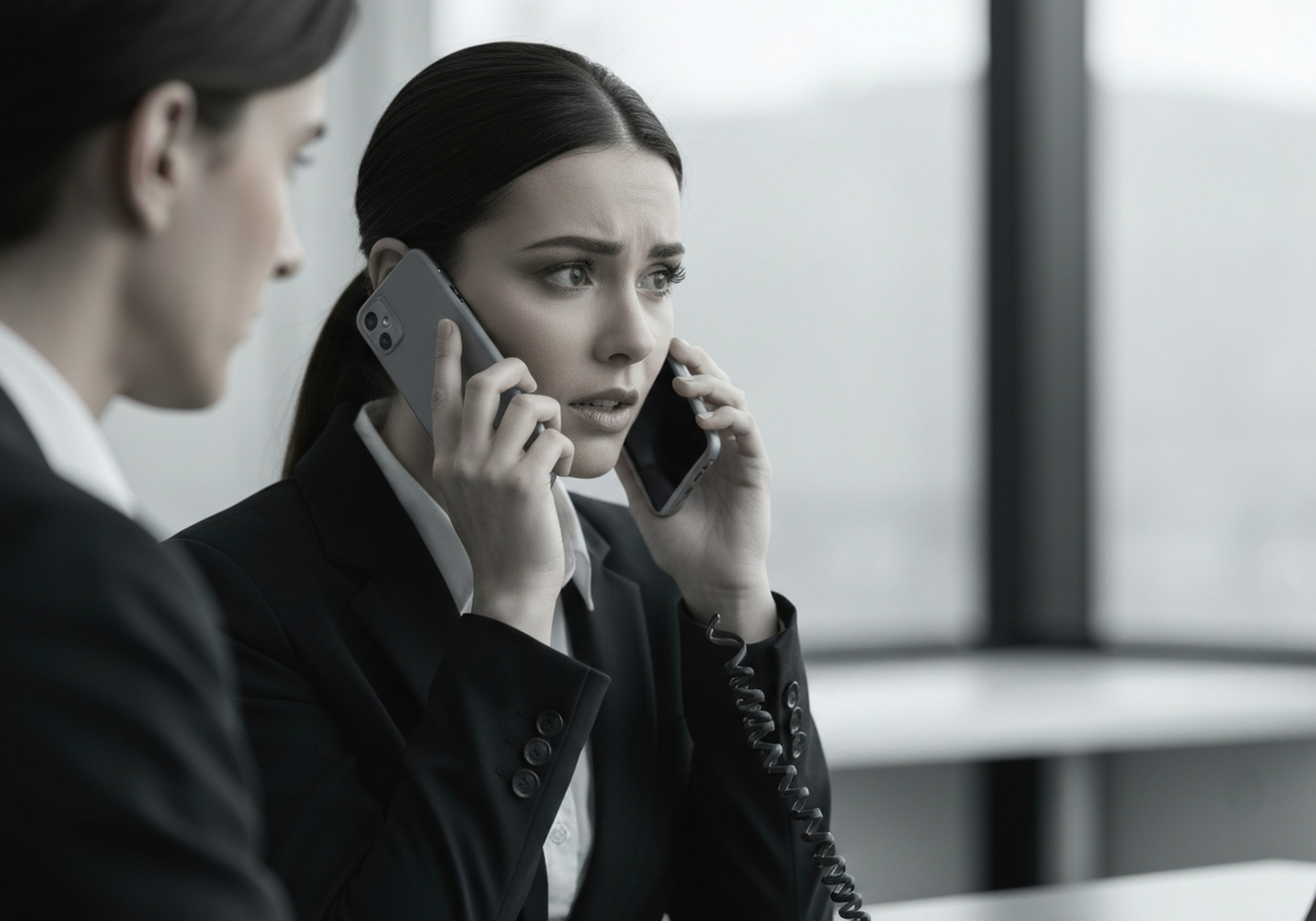 Менеджер общается с клиентом по телефону