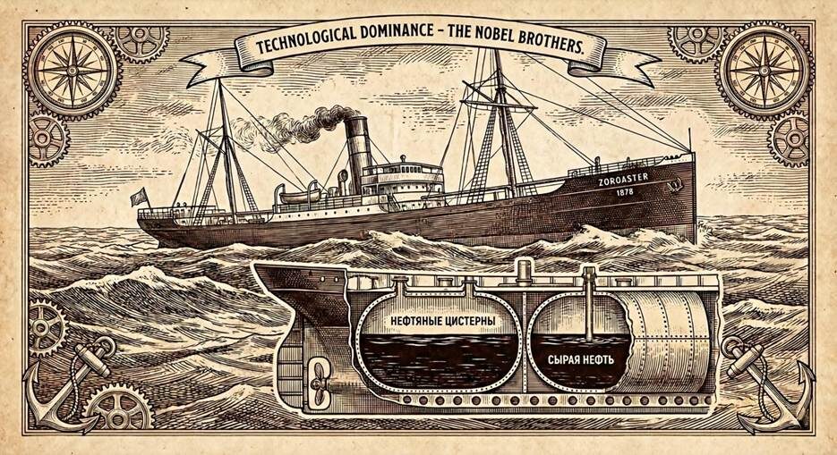 Танкер «Зороастр» сделал нефть глобальным товаром. До Нобелей это был локальный бизнес.