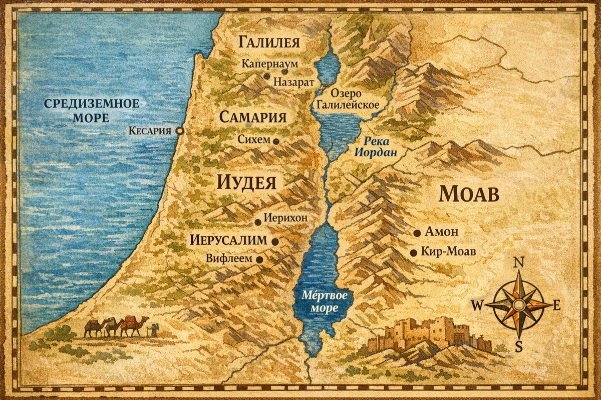 Эдом находился южнее Иудеи и Моава