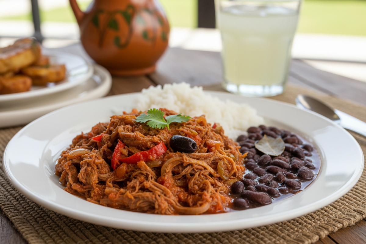 Национальное блюдо Кубы — ропа вьеха с рисом и чёрной фасолью
