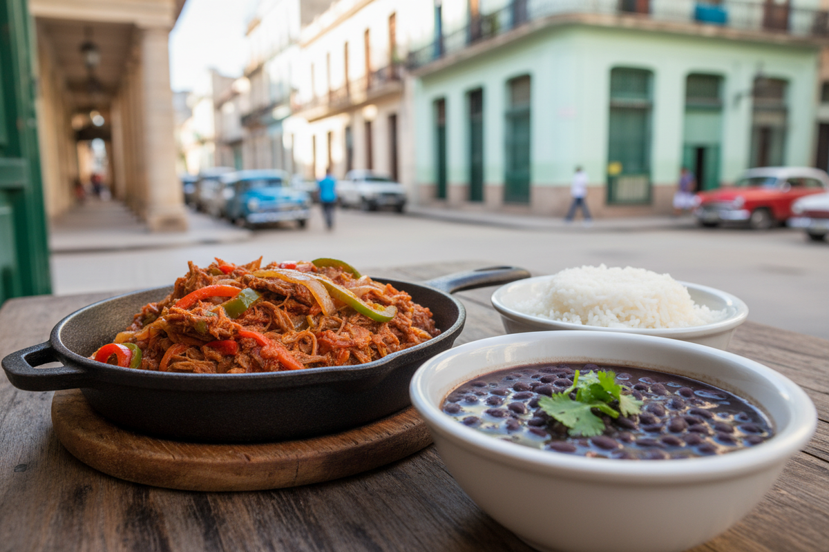 Национальное блюдо Кубы — ропа вьеха с рисом и чёрной фасолью