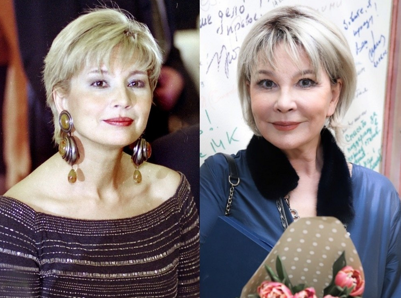    Сравнение внешности Татьяны Веденеевой до и после пластической операции.