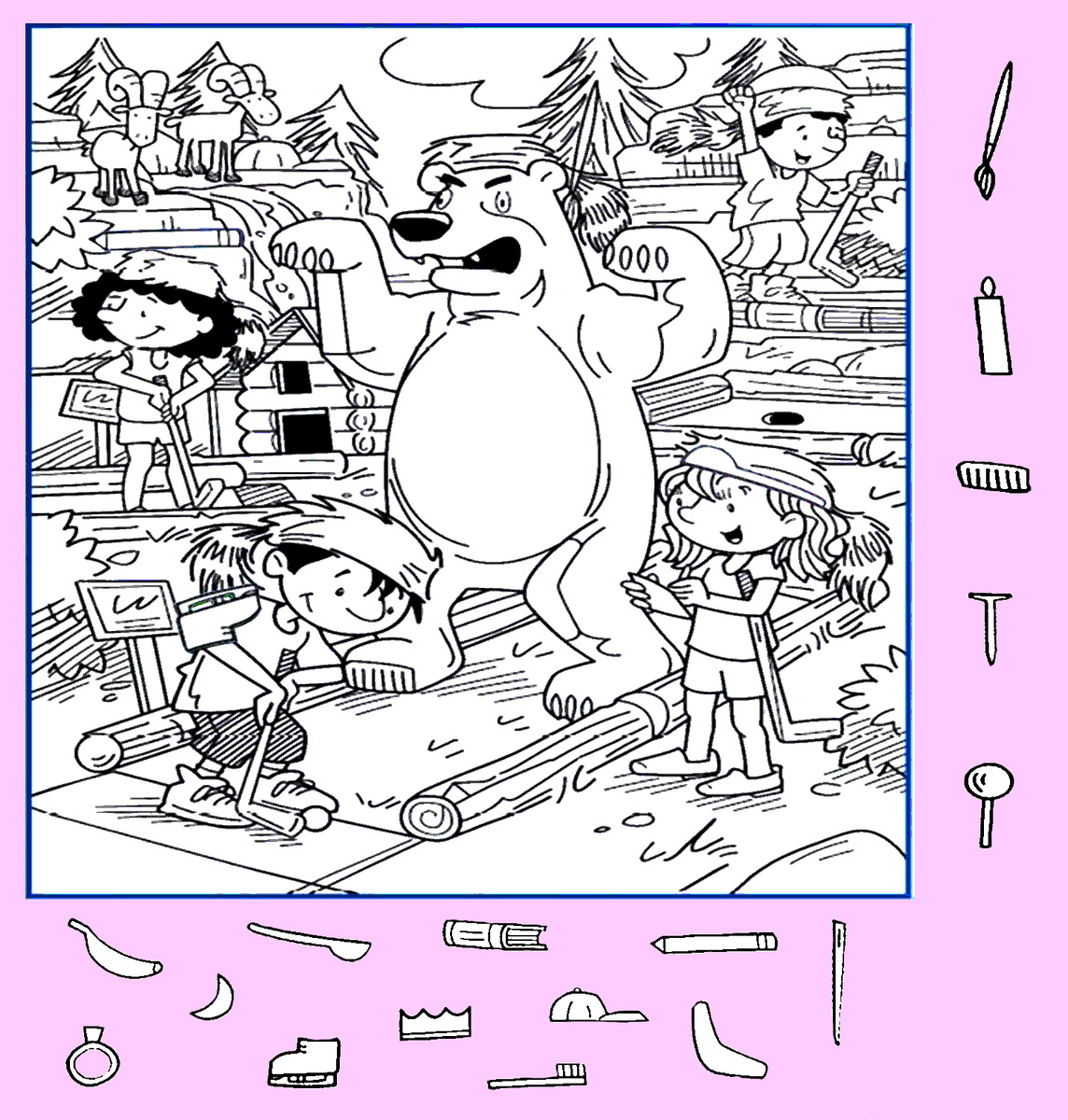 Тест на внимательность: найди расческу, кисть, конек и другие предметы на картинке. Картинка подготовлена автором