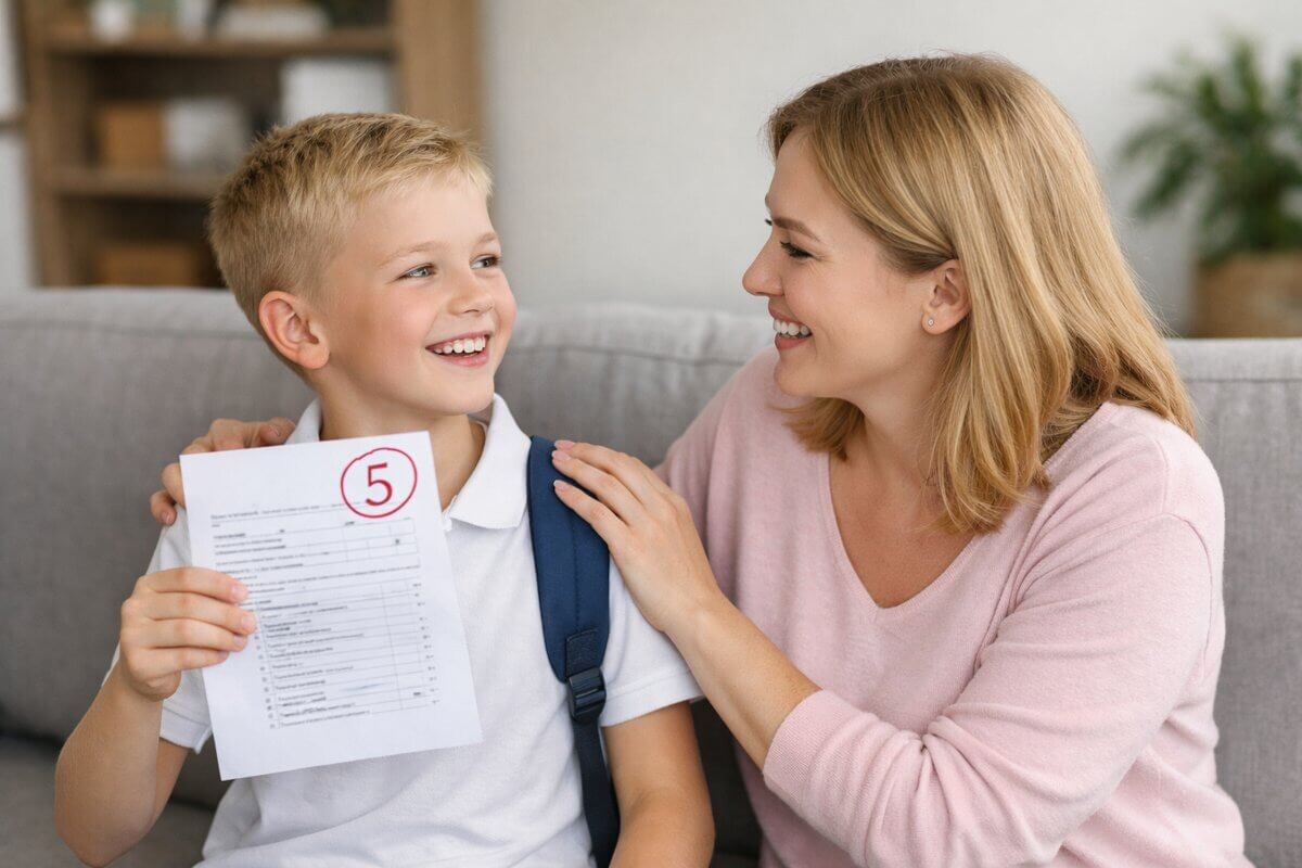 Мама радуется успеху сына