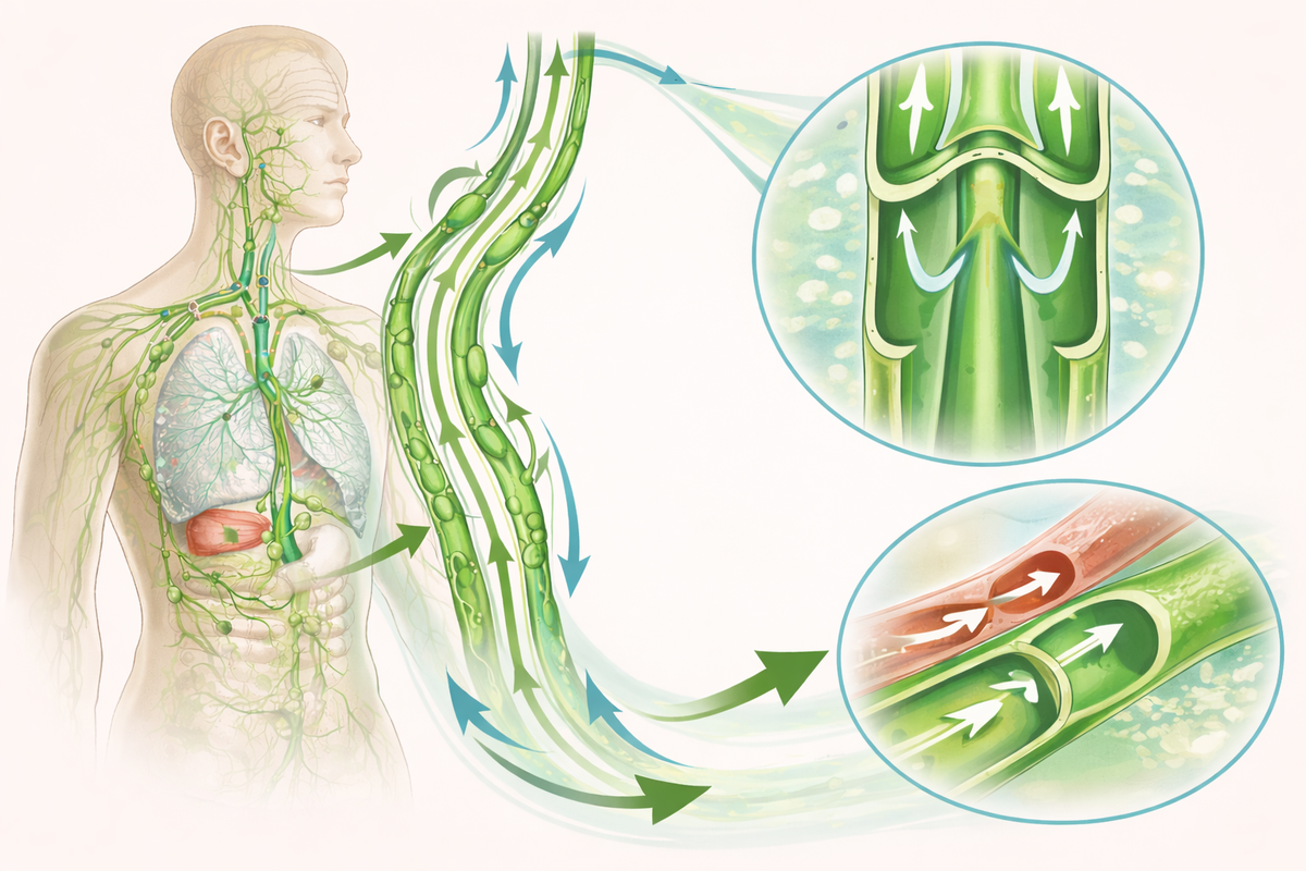 Лимфа движется в теле медленно и непрерывно — от тканей к крупным лимфатическим протокам, впадающим в венозную систему у основания шеи. У неё нет собственного «насоса», поэтому движение обеспечивается работой мышц, дыханием и системой клапанов, пропускающих жидкость только в одном направлении. Каждый шаг, вдох и смена положения тела мягко продвигают лимфу, способствуя выведению продуктов обмена и поддержанию иммунного баланса. Фото: Хатуна Колбая 